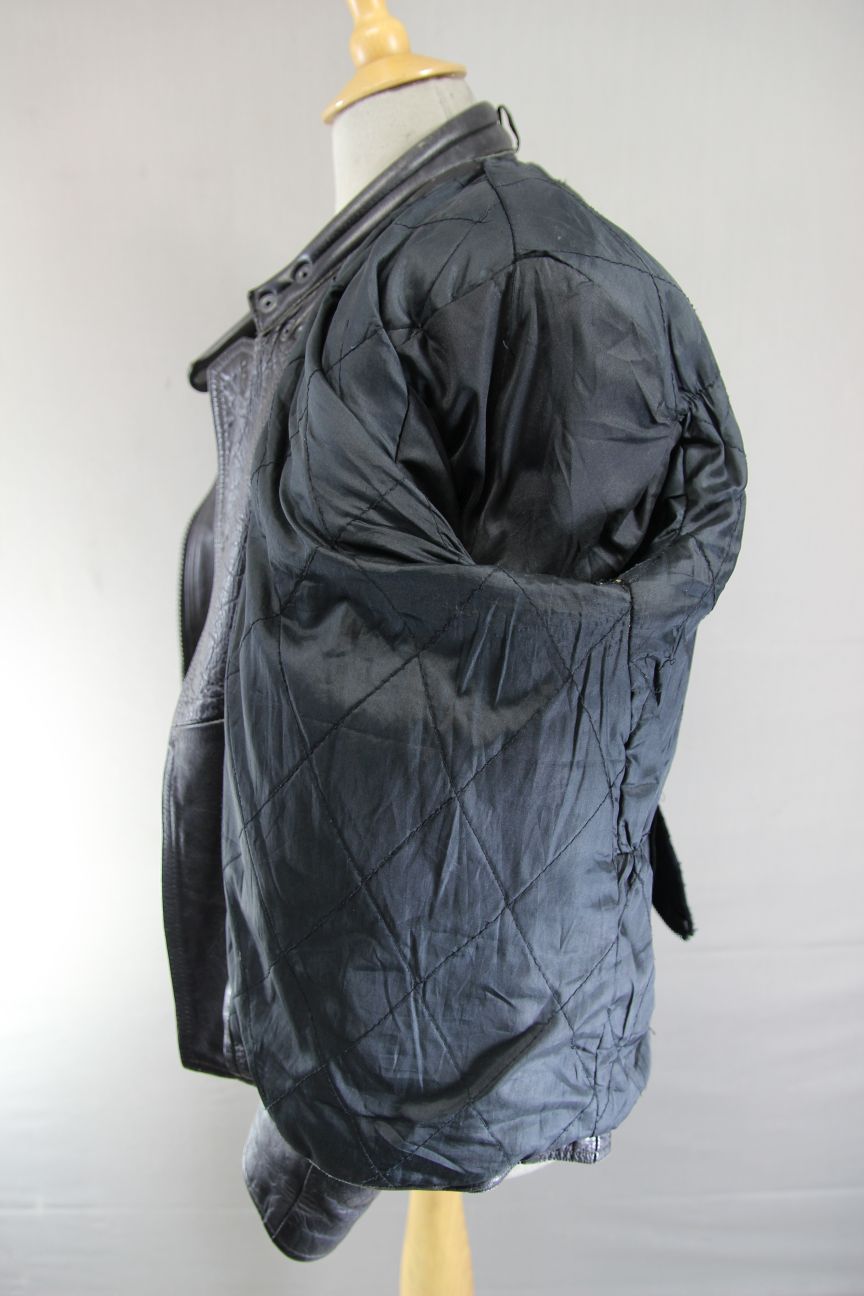 CLASSIC BLACK LEATHER BIKER JACKET 42-44 INCH/LARGE