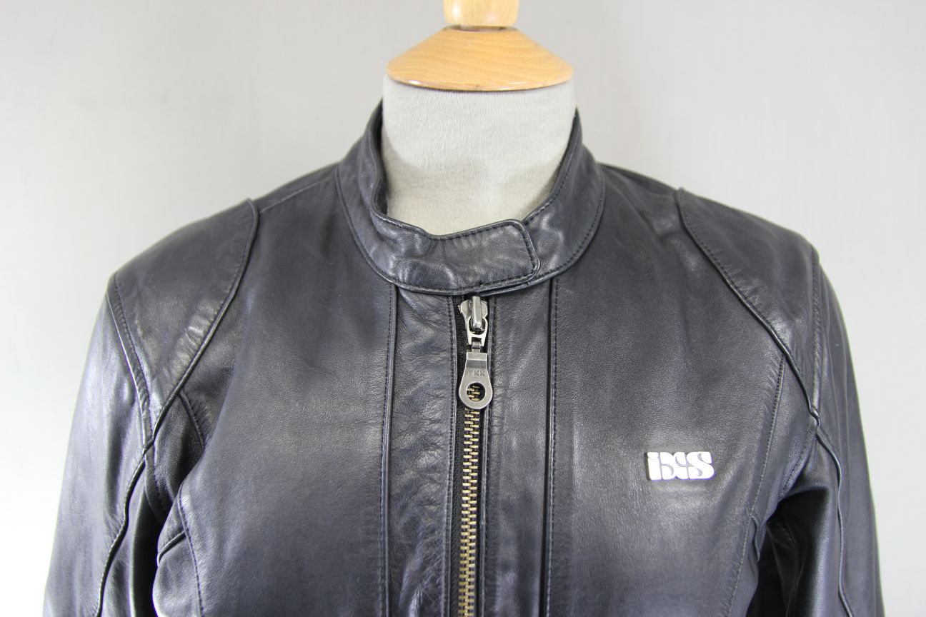 IXS LADY FASHION BLACK LEATHER BIKER JACKET WITH CE ARMOUR 36 INCH/LARGE