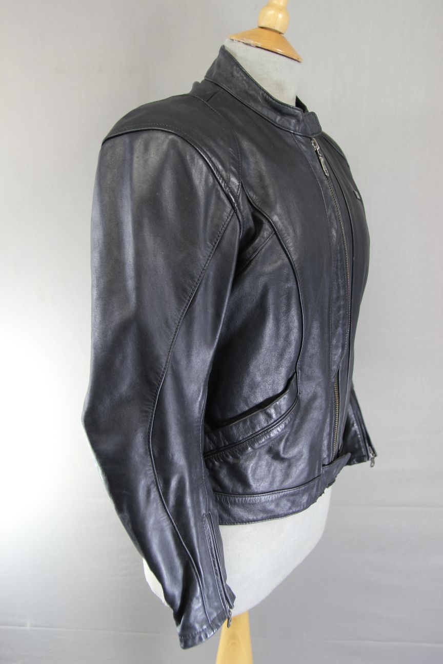 IXS LADY FASHION BLACK LEATHER BIKER JACKET WITH CE ARMOUR 36 INCH/LARGE