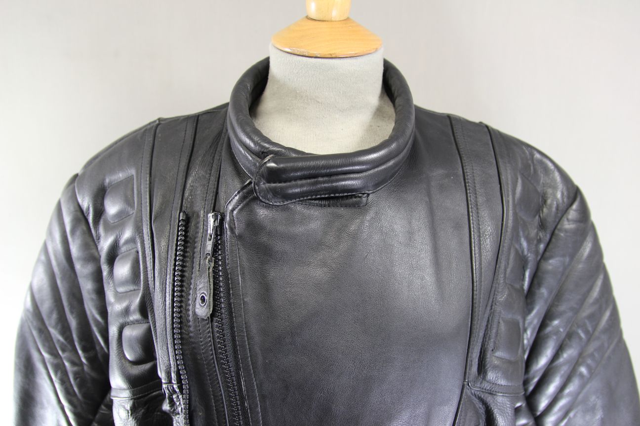 CLASSIC 'CHARLIE' BLACK LEATHER BIKER JACKET 44-46 INCH/EXTRA LARGE