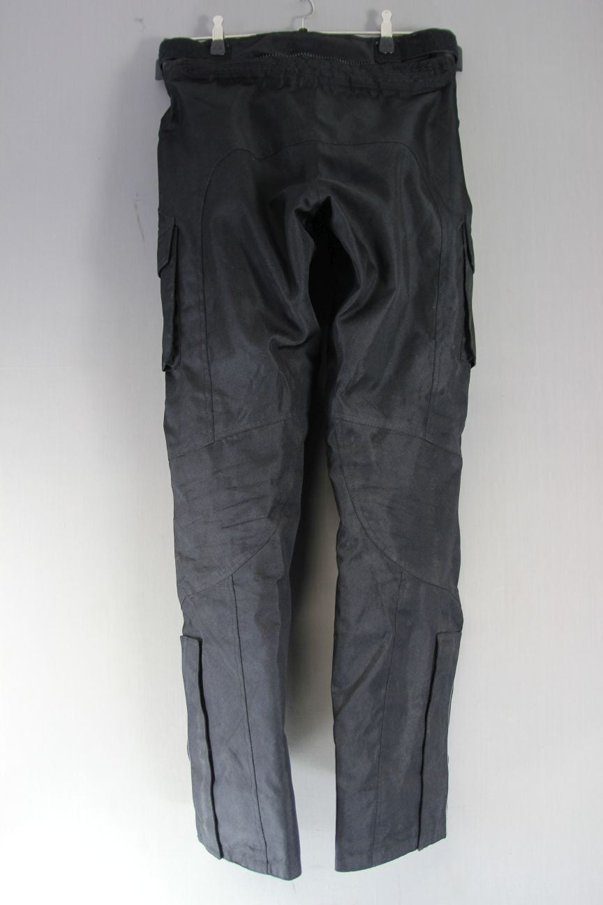 KASLIC BLACK TEXTILE BIKER TROUSERS WITH HIP & KNEE PROTECTORS WAIST 32"/LEG 32"