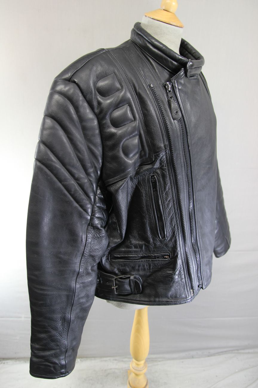 CLASSIC 'CHARLIE' BLACK LEATHER BIKER JACKET 44-46 INCH/EXTRA LARGE