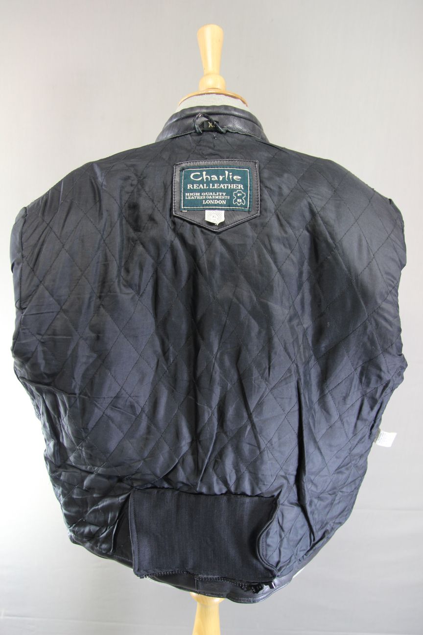 CLASSIC 'CHARLIE' BLACK LEATHER BIKER JACKET 44-46 INCH/EXTRA LARGE