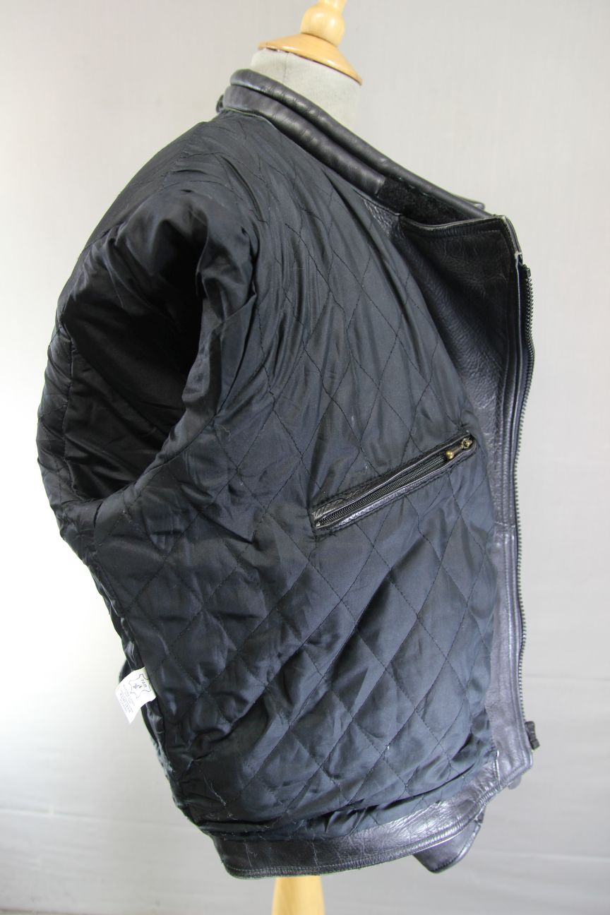 CLASSIC 'CHARLIE' BLACK LEATHER BIKER JACKET 44-46 INCH/EXTRA LARGE