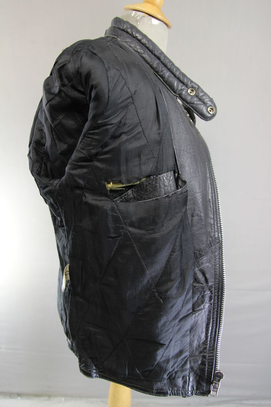 CLASSIC BLACK LEATHER BIKER JACKET 34-36 INCH/EXTRA SMALL - SMALL