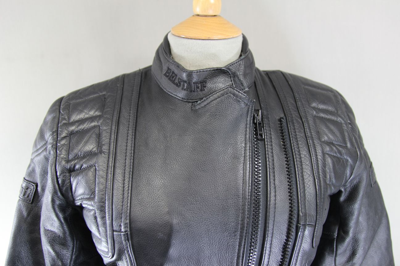 CLASSIC BELSTAFF BLACK LEATHER BIKER JACKET: SIZE 10/32 INCHES