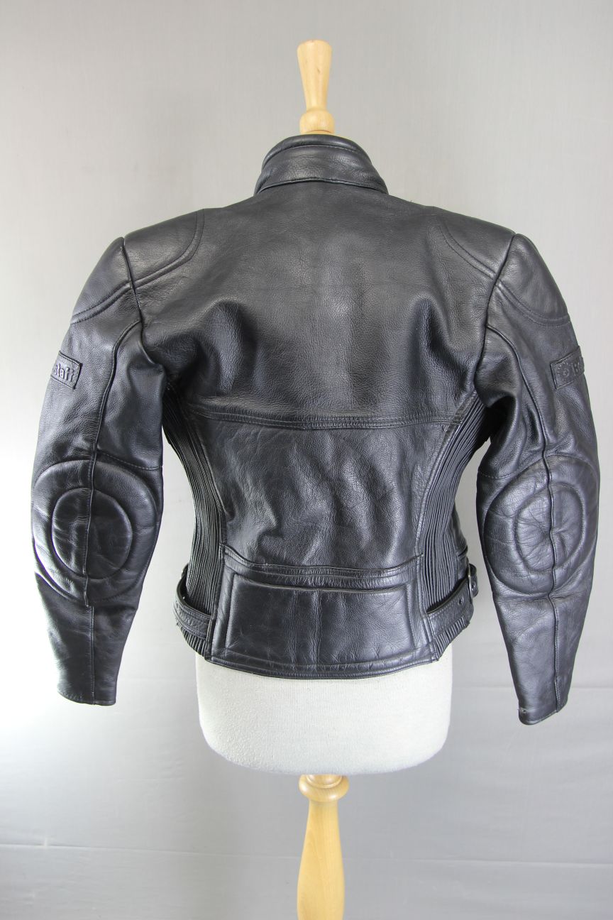 CLASSIC BELSTAFF BLACK LEATHER BIKER JACKET: SIZE 10/32 INCHES