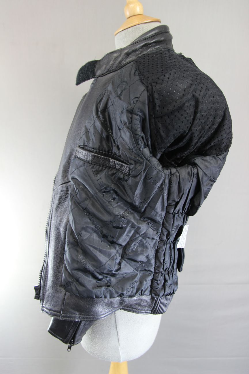 CLASSIC BELSTAFF BLACK LEATHER BIKER JACKET: SIZE 10/32 INCHES