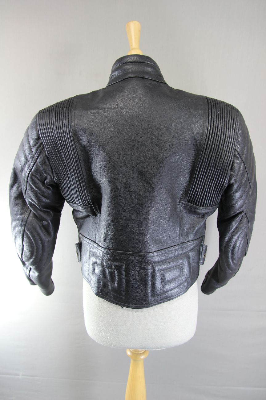 CLASSIC BUFFALO BLACK LEATHER BIKER JACKET 32-34 INCH CHEST/SIZE 10