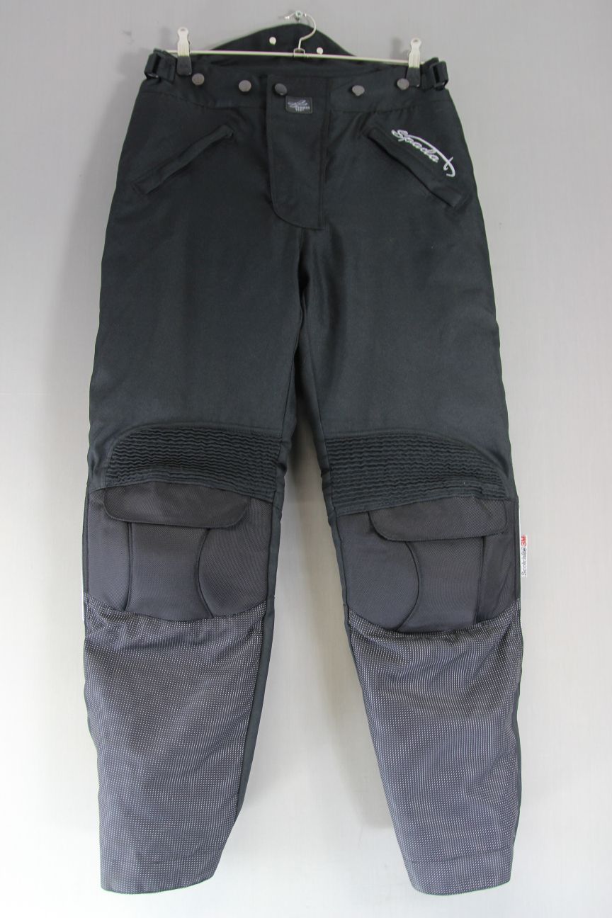 SPADA BLACK TEXTILE BIKER TROUSERS + CE ARMOUR/THERMAL LINING: WAIST 30"/LEG 31"
