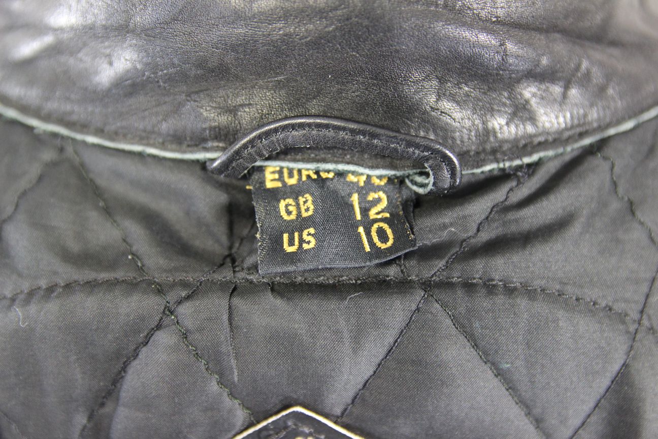 AKITO APOLLO PLUS BLACK, YELLOW, SILVER & WHITE LEATHER BIKER JACKET: SIZE 12