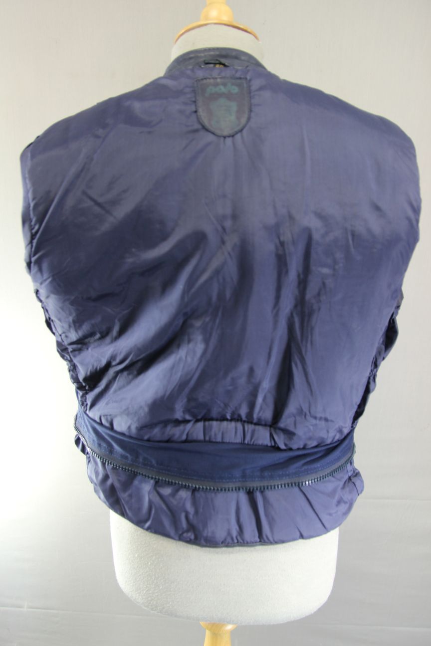 VINTAGE 1970's LADIES POLO BLUE LEATHER CLASSIC BIKER JACKET 34 INCH CHEST