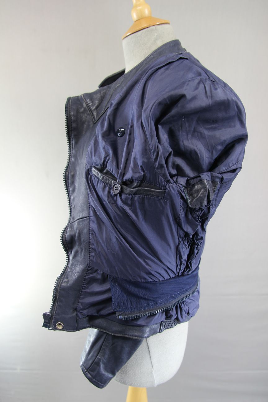 VINTAGE 1970's LADIES POLO BLUE LEATHER CLASSIC BIKER JACKET 34 INCH CHEST