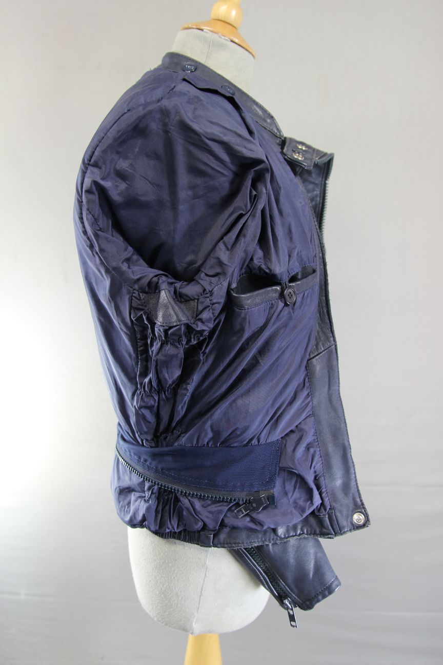 VINTAGE 1970's LADIES POLO BLUE LEATHER CLASSIC BIKER JACKET 34 INCH CHEST