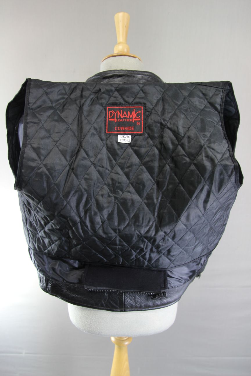 DYNAMIC LEATHERS BLACK BIKER JACKET WITH CE ARMOUR & THERMAL LINING: SIZE 16