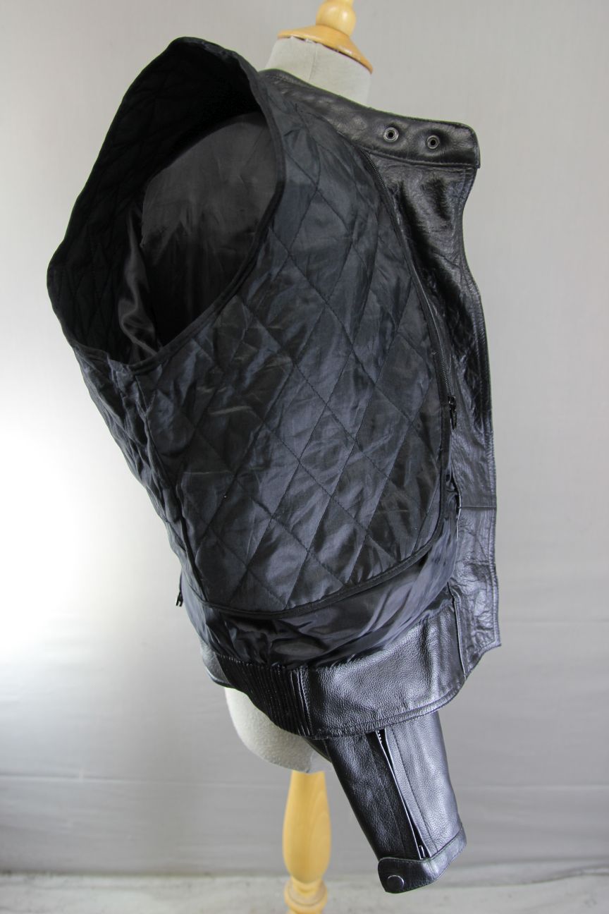 DYNAMIC LEATHERS BLACK BIKER JACKET WITH CE ARMOUR & THERMAL LINING: SIZE 16