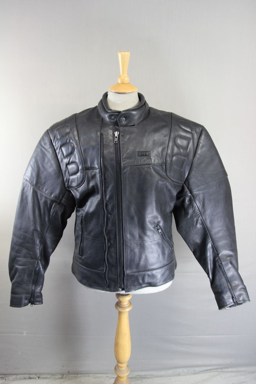 LION BY SDS LEATHERS THINSULATE 3MM LINED CLASSIC BLACK BIKER JACKET 40-42 INCH