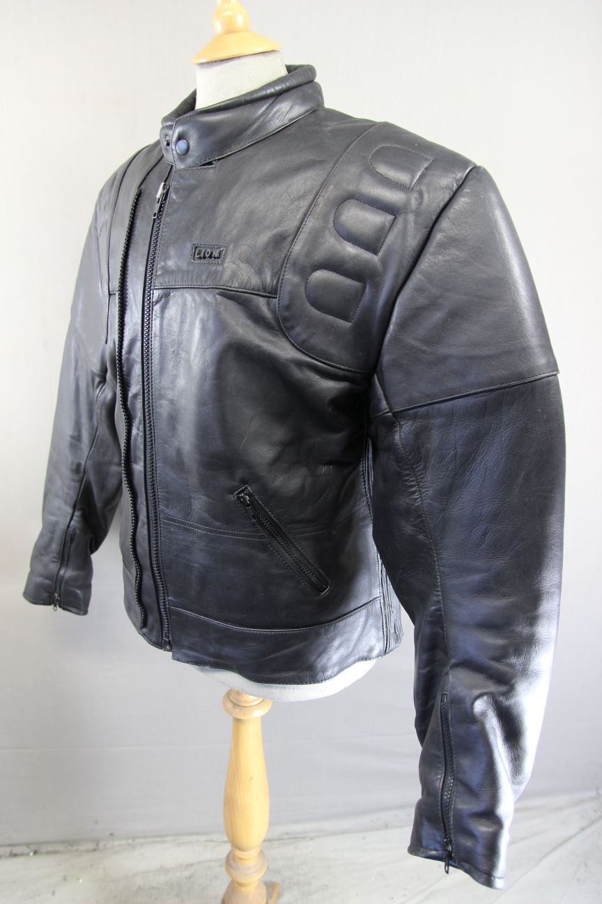 LION BY SDS LEATHERS THINSULATE 3MM LINED CLASSIC BLACK BIKER JACKET 40-42 INCH