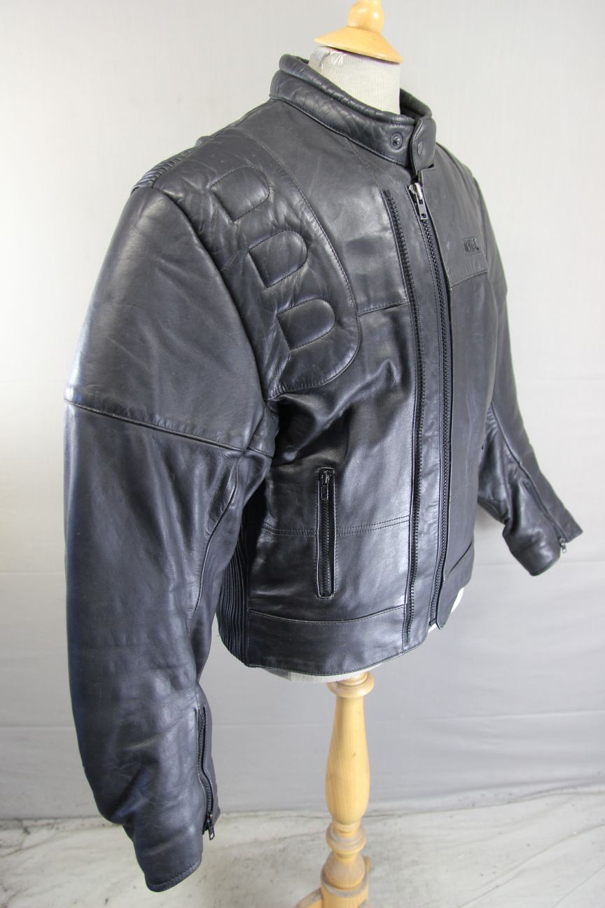 LION BY SDS LEATHERS THINSULATE 3MM LINED CLASSIC BLACK BIKER JACKET 40-42 INCH