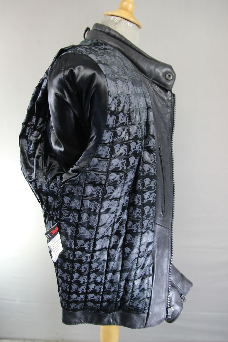 LION BY SDS LEATHERS THINSULATE 3MM LINED CLASSIC BLACK BIKER JACKET 40-42 INCH