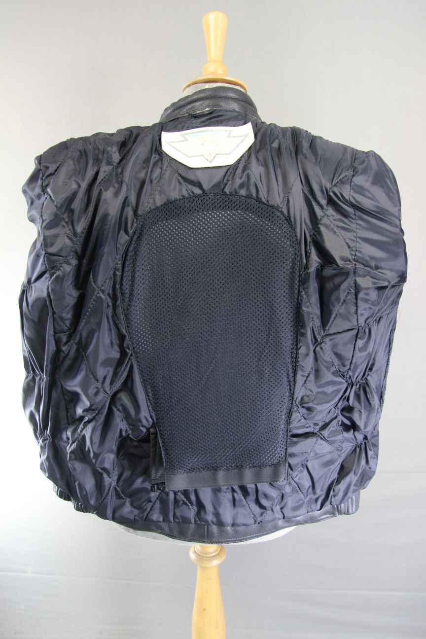 OKITO MERCURY SPORTS BLACK LEATHER BIKER JACKET WITH BACK PROTECTOR 44-46 IN/XL