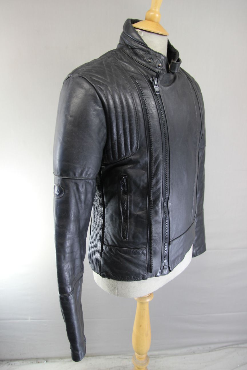 FRANK THOMAS RAWHIDE BLACK STEERHIDE LEATHER BIKER JACKET 38-40 INCH