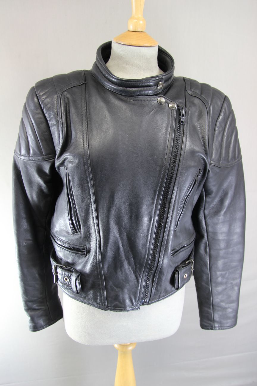 CLASSIC SPORTEX A5 BLACK LEATHER BIKER JACKET 38 INCH CHEST