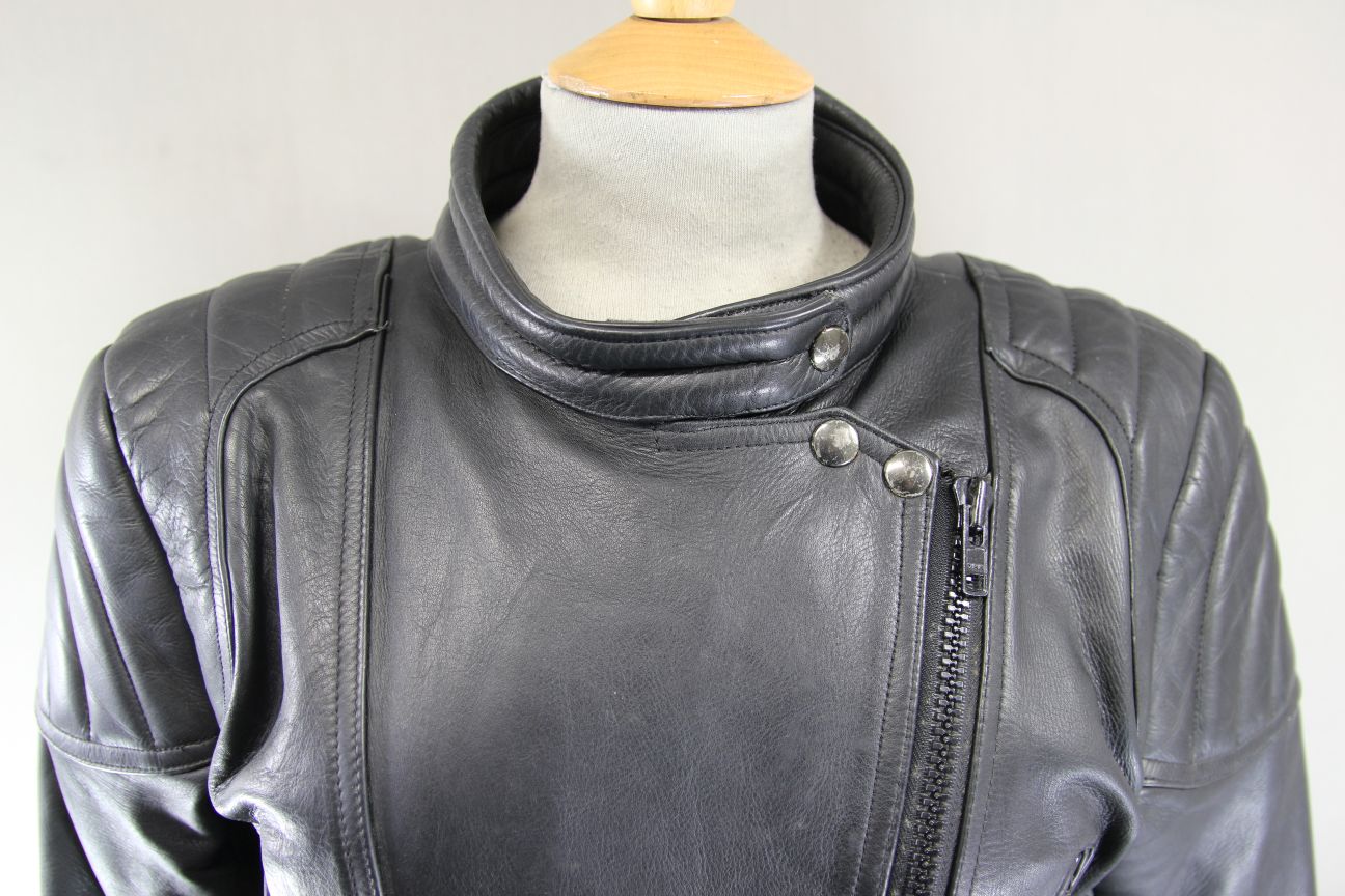 CLASSIC SPORTEX A5 BLACK LEATHER BIKER JACKET 38 INCH CHEST