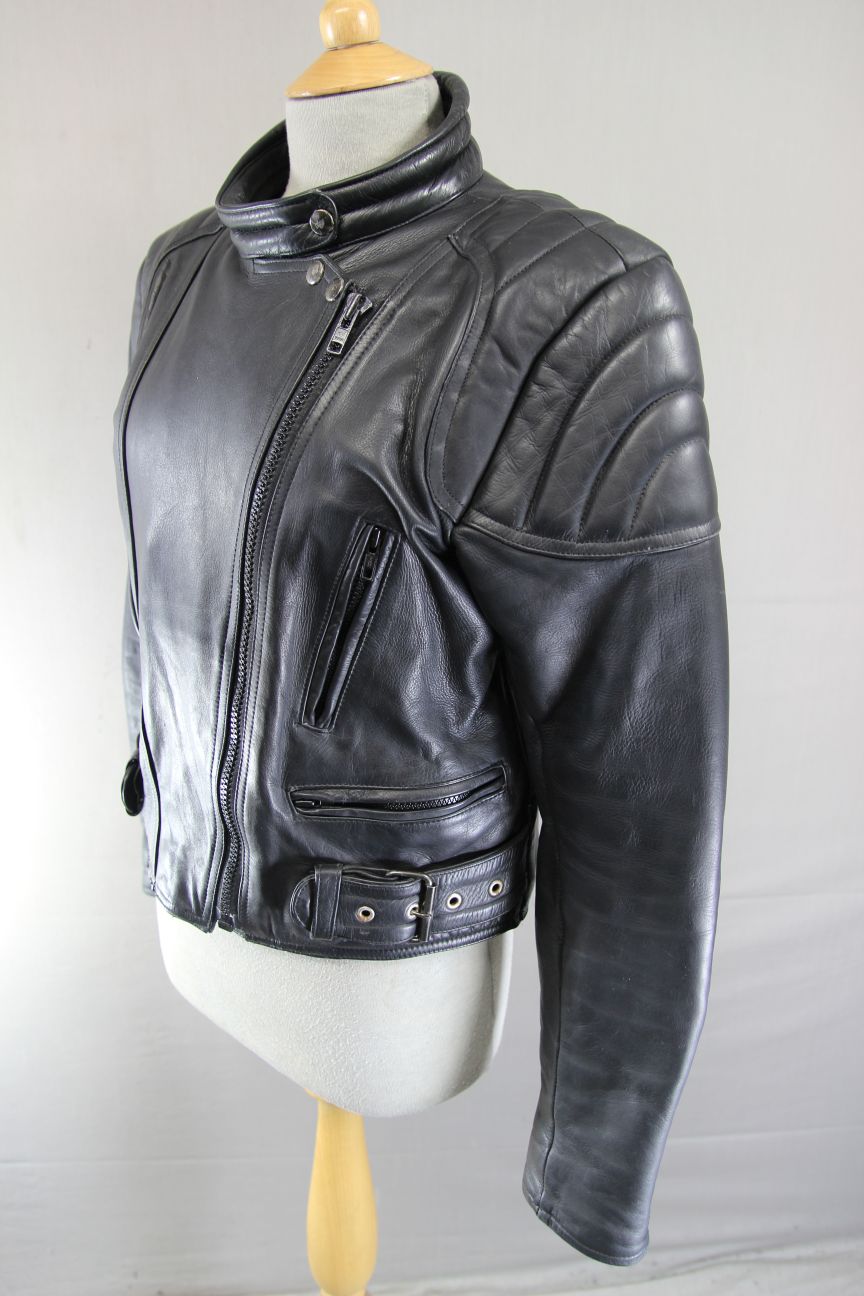 CLASSIC SPORTEX A5 BLACK LEATHER BIKER JACKET 38 INCH CHEST