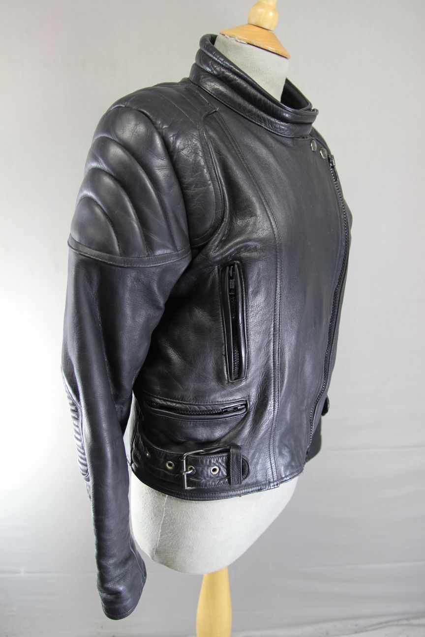 CLASSIC SPORTEX A5 BLACK LEATHER BIKER JACKET 38 INCH CHEST