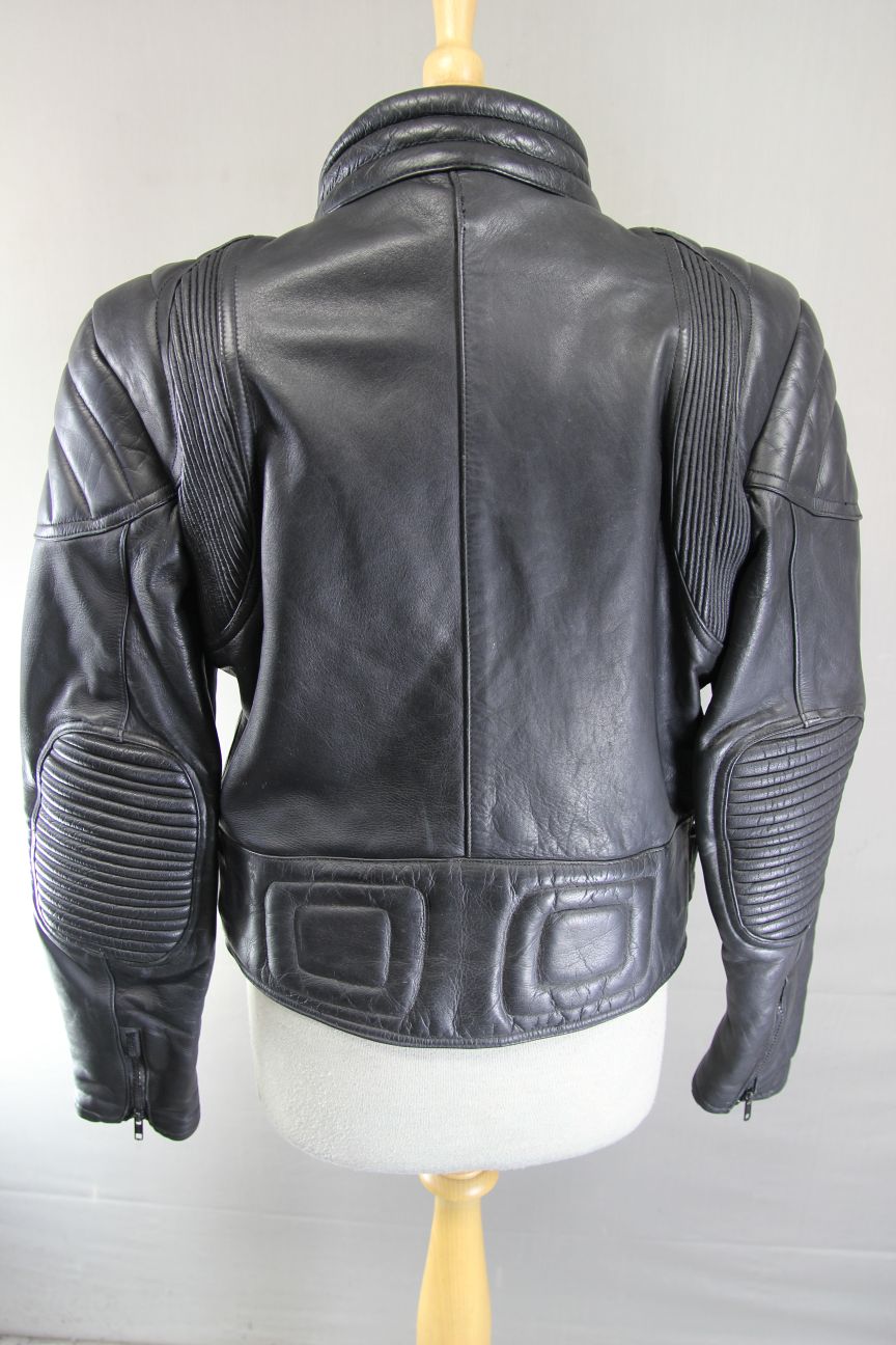 CLASSIC SPORTEX A5 BLACK LEATHER BIKER JACKET 38 INCH CHEST