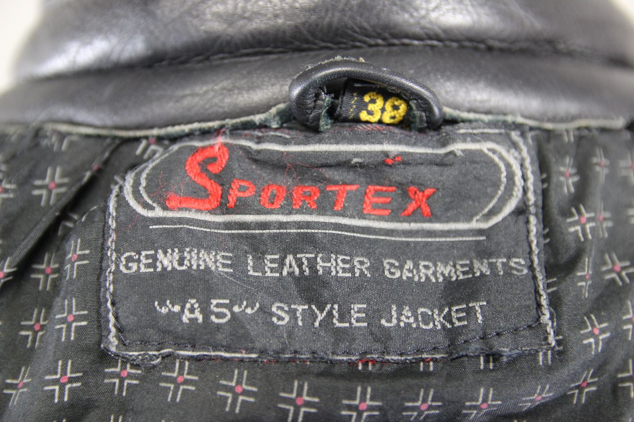 CLASSIC SPORTEX A5 BLACK LEATHER BIKER JACKET 38 INCH CHEST