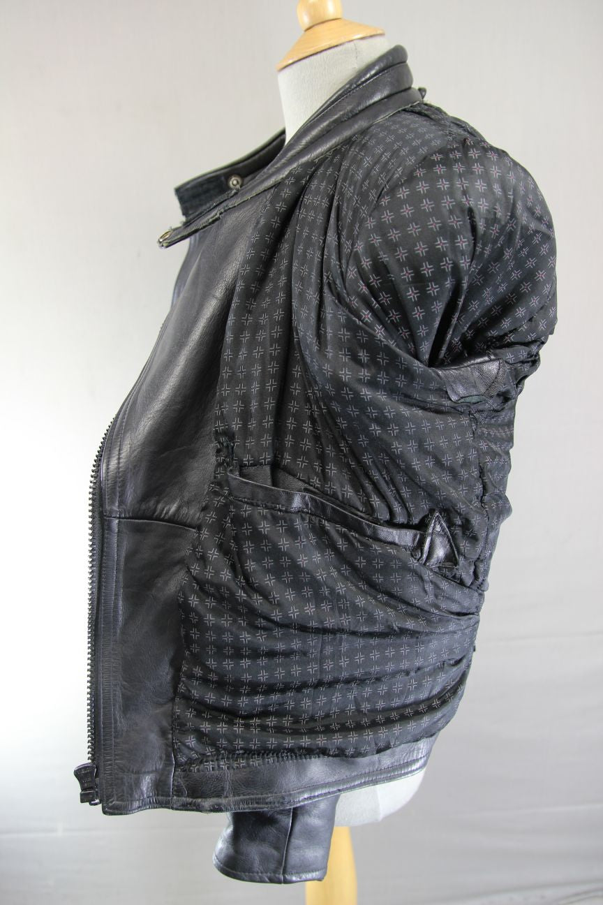 CLASSIC SPORTEX A5 BLACK LEATHER BIKER JACKET 38 INCH CHEST
