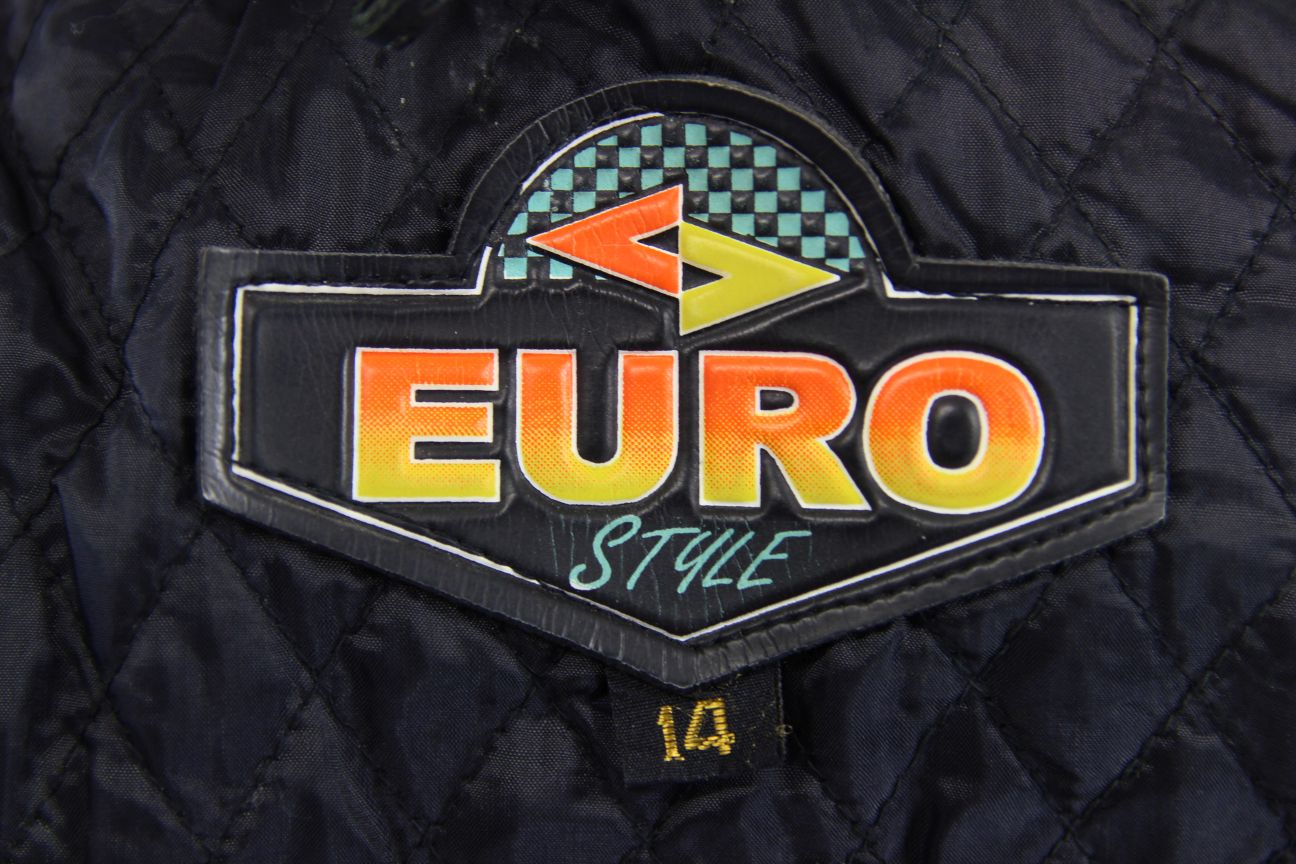 EURO STYLE CLASSIC BLACK LEATHER BIKER JACKET: SIZE 14
