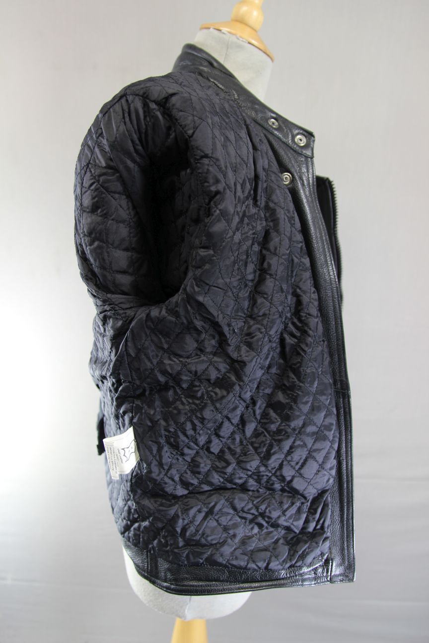 EURO STYLE CLASSIC BLACK LEATHER BIKER JACKET: SIZE 14