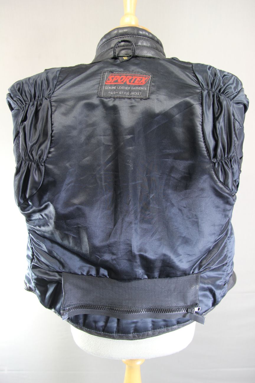 CLASSIC SPORTEX A5 BLACK LEATHER BIKER JACKET: SIZE 16/36-38 INCH CHEST