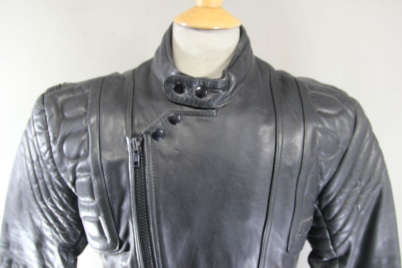 AKITO CLASSIC BLACK LEATHER BIKER JACKET 38 INCH CHEST