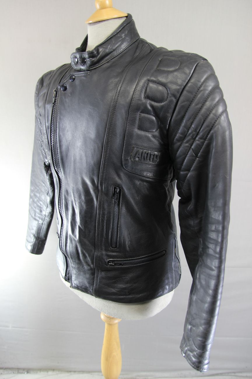 AKITO CLASSIC BLACK LEATHER BIKER JACKET 38 INCH CHEST