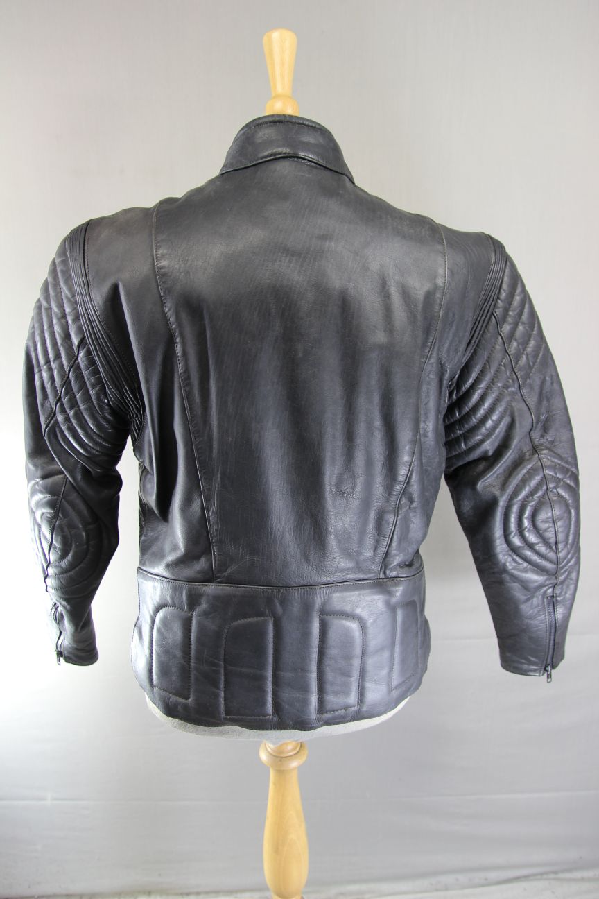 AKITO CLASSIC BLACK LEATHER BIKER JACKET 38 INCH CHEST