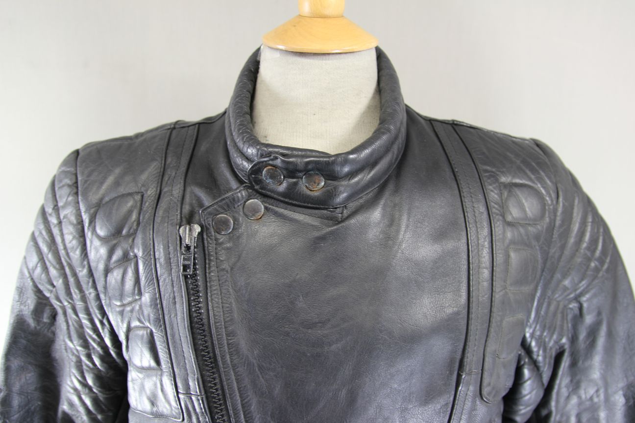 CLASSIC BLACK COWHIDE LEATHER BIKER JACKET 42-44 INCH CHEST