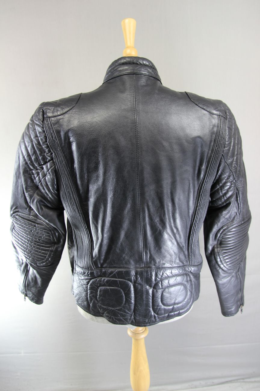 CLASSIC BLACK COWHIDE LEATHER BIKER JACKET 42-44 INCH CHEST