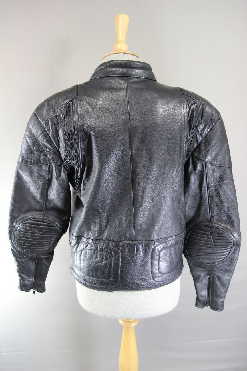 STARZ CLASSIC BLACK LEATHER BIKER JACKET 34-36 INCH CHEST/SMALL
