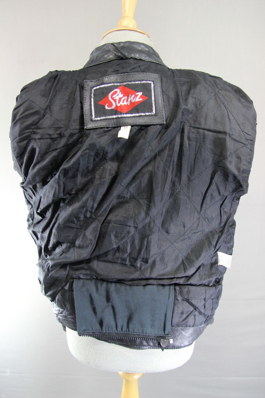 STARZ CLASSIC BLACK LEATHER BIKER JACKET 34-36 INCH CHEST/SMALL