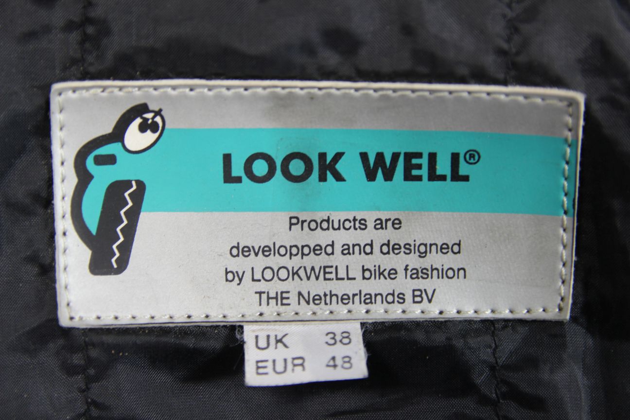 LOOKWELL BLACK & BLUE LEATHER BIKER JACKET WITH CE ARMOUR/THERMAL LINING 36-38IN