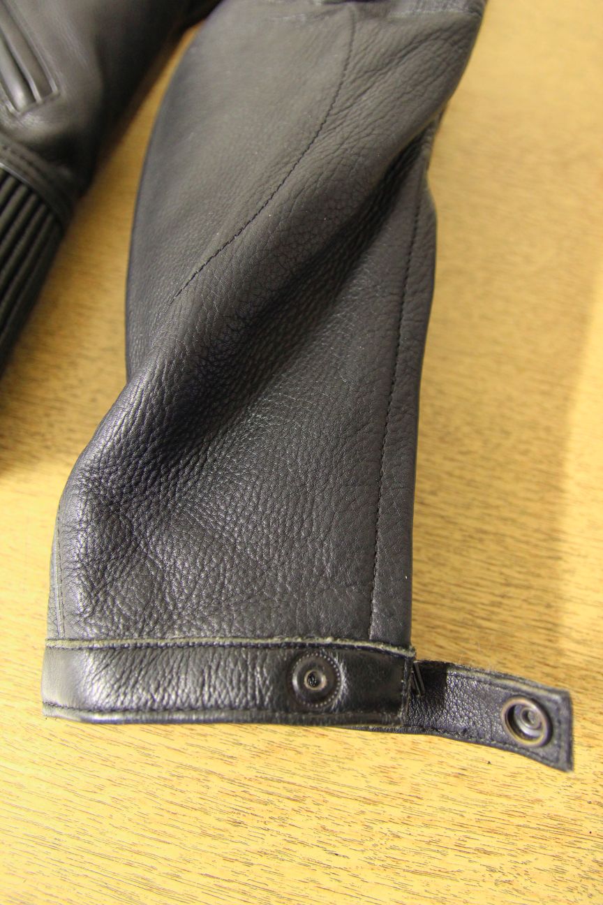 LOOKWELL BLACK & BLUE LEATHER BIKER JACKET WITH CE ARMOUR/THERMAL LINING 36-38IN