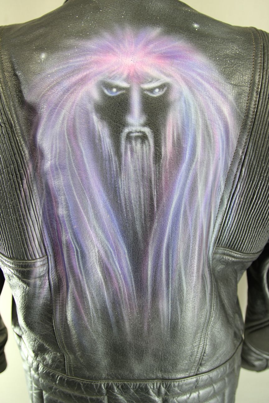CUSTOMISED LION BY SPOTLITE LEATHERS CLASSIC BLACK BIKER JACKET 38-40 INCH CHEST