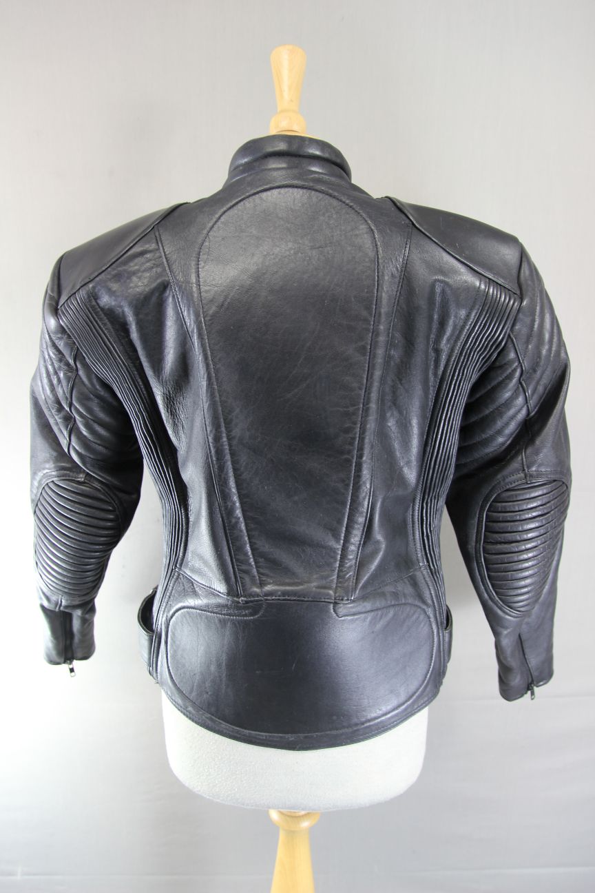 CLASSIC J&S LEATHERS BLACK BIKER JACKET: SIZE 14/36 INCH CHEST