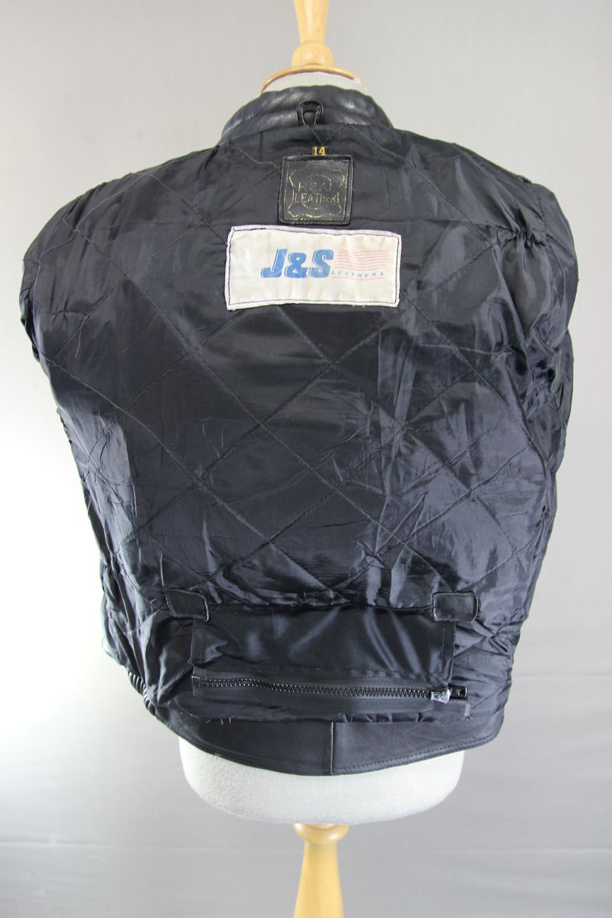 CLASSIC J&S LEATHERS BLACK BIKER JACKET: SIZE 14/36 INCH CHEST