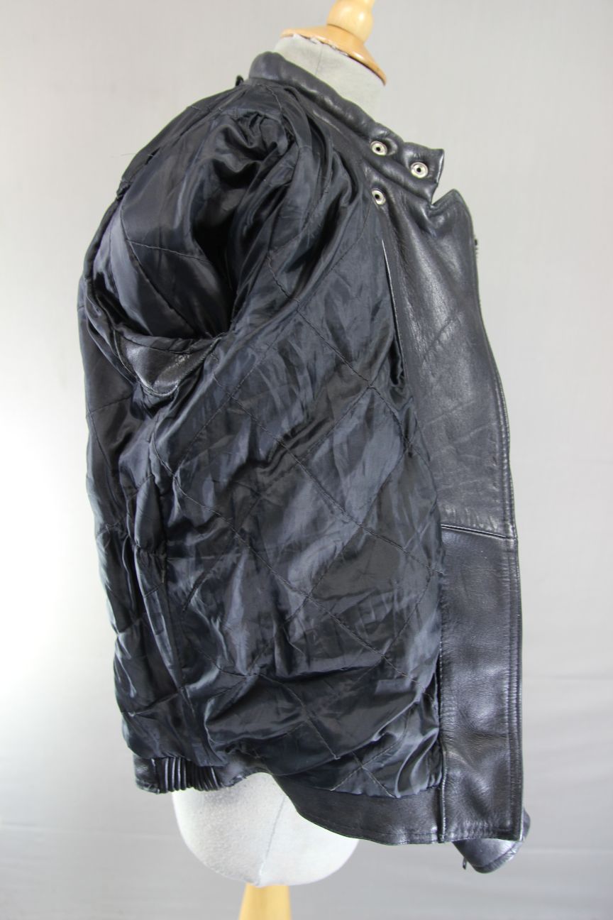 CLASSIC J&S LEATHERS BLACK BIKER JACKET: SIZE 14/36 INCH CHEST