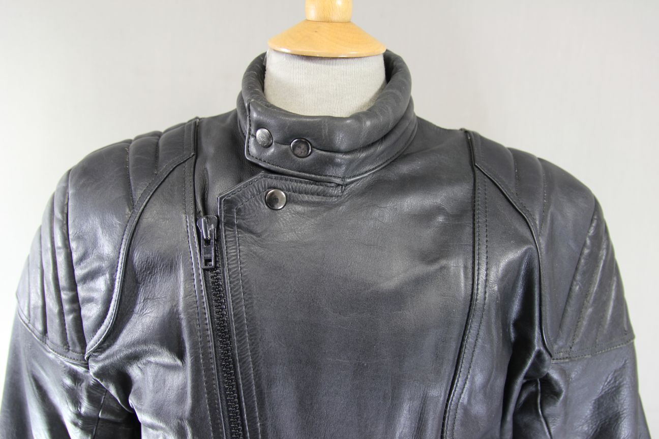 CLASSIC BLACK LEATHER BIKER JACKET 38-40 INCH CHEST